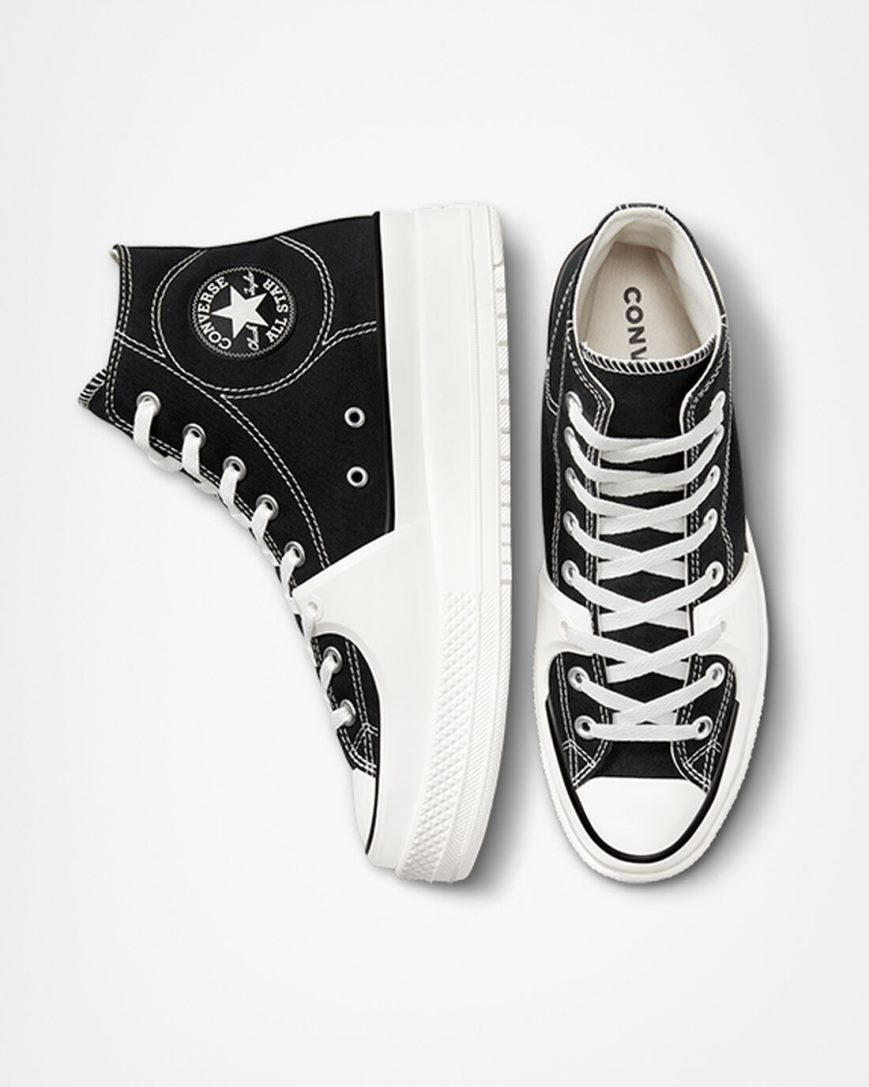 Zapatillas Altas Converse Chuck Taylor All Star Construct Mujer Negras Blancas | PE 54E7W0